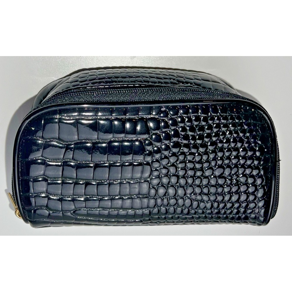 Elizabeth Arden Black Faux Leather Makeup Pouch Bag